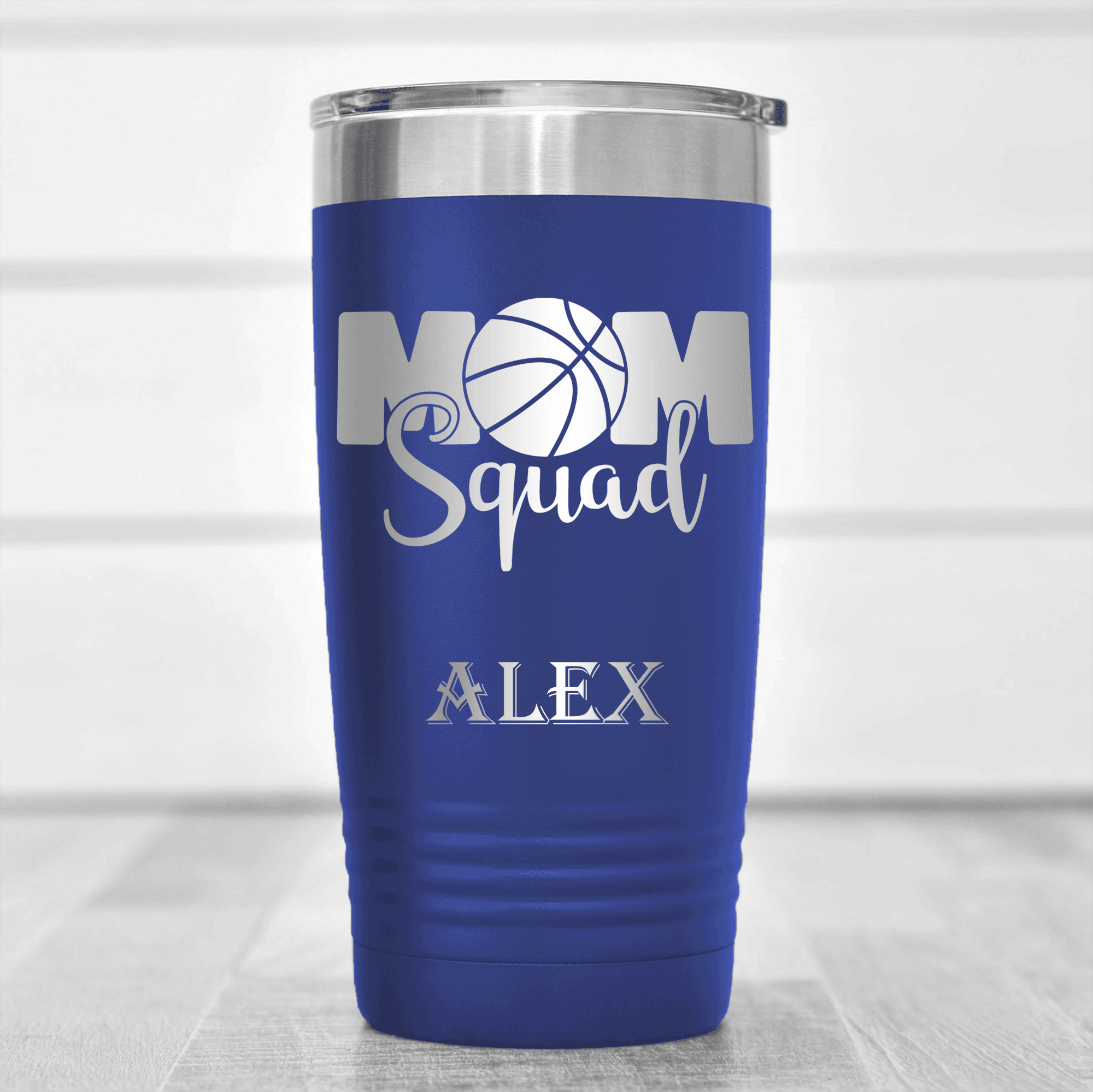 Blue Basketball Tumbler With Elite Moms Of The Court Design