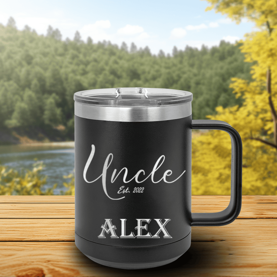 Black Uncle Mug Shaped Tumbler With Establish Uncle Design