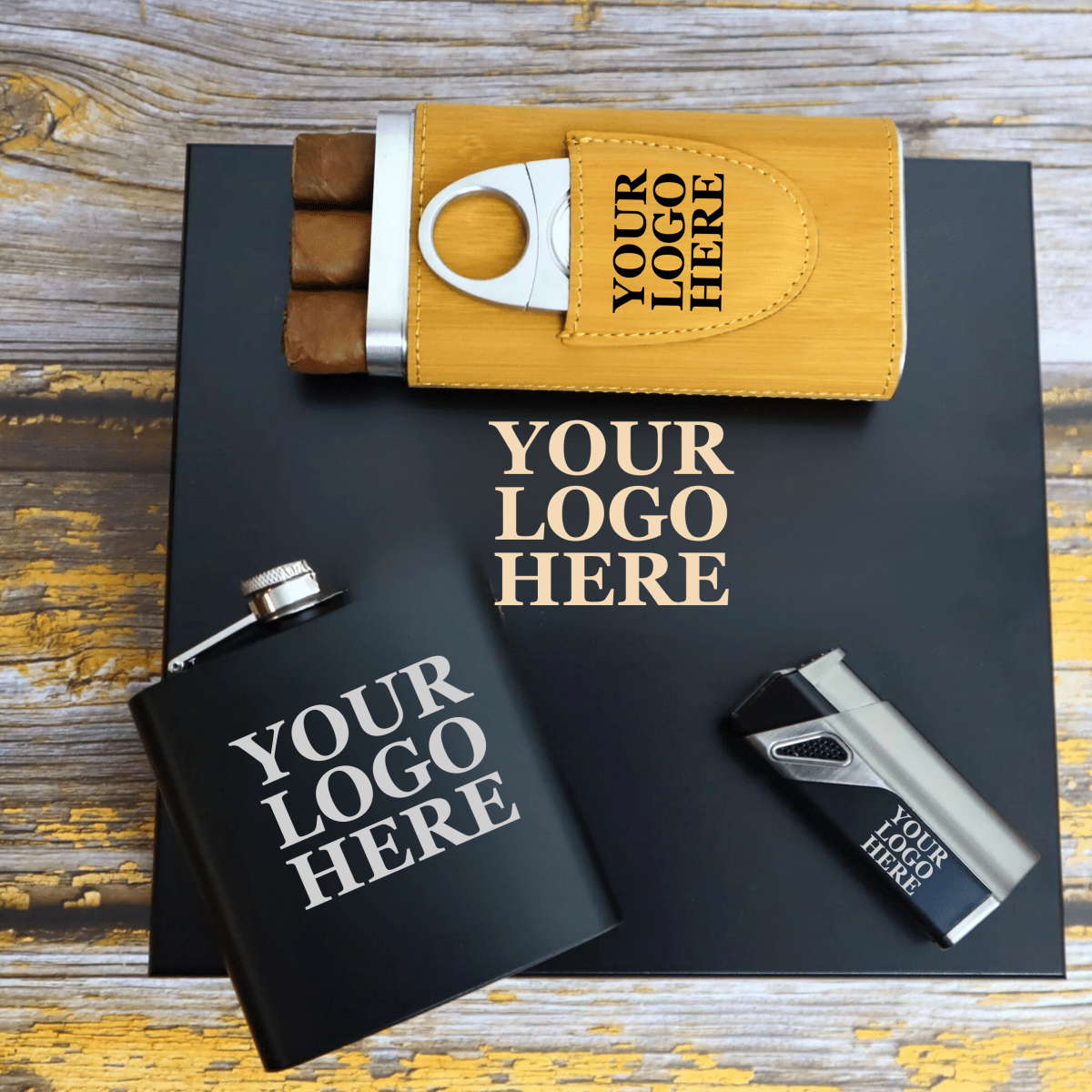 Unique Personalized Custom Logo Cigar Set Customized Gift Sets Gifts for Men by Groovy Guy