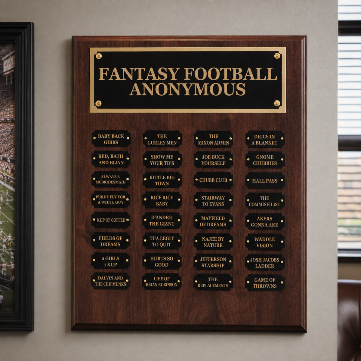 Personalized Fantasy Football Trophy Plaque