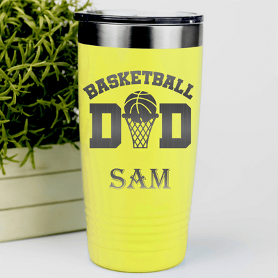Yellow Basketball Tumbler With Father Of The Court Design