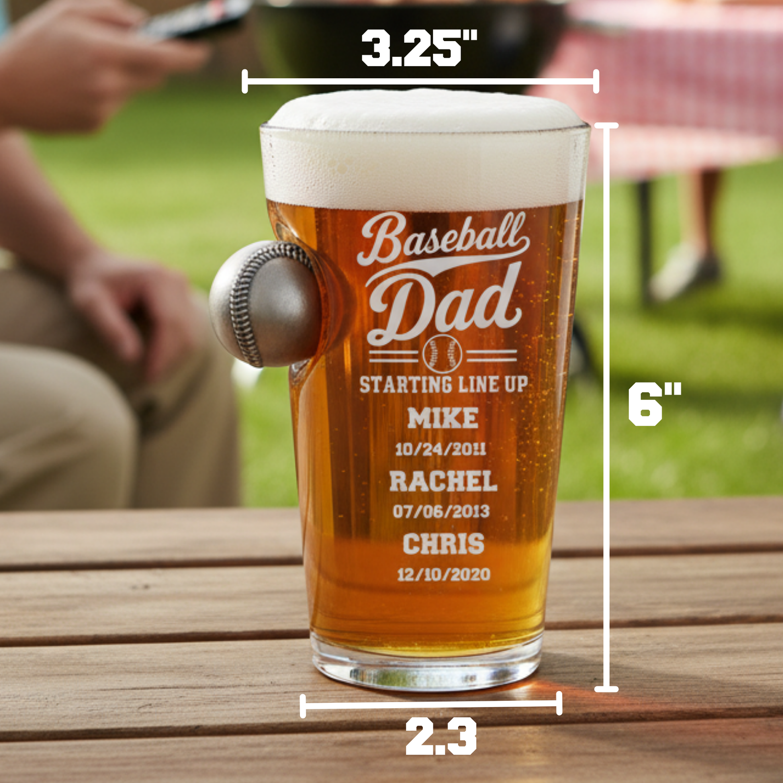 Personalized Baseball Pint Glass for Dad