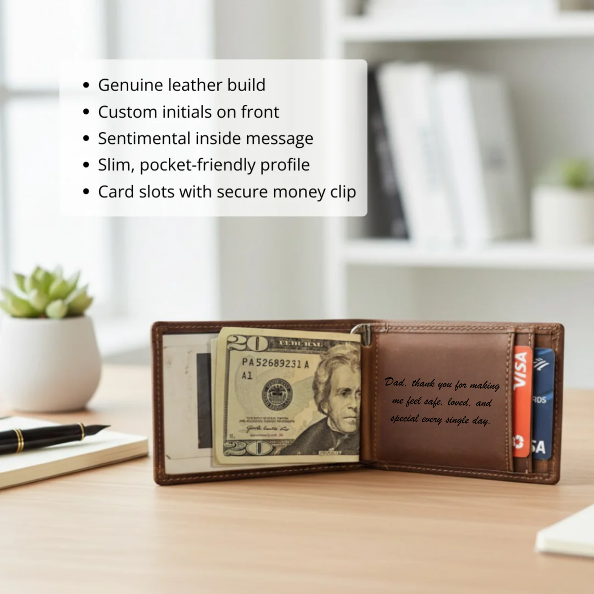 Girl Dad Personalized Leather Wallet