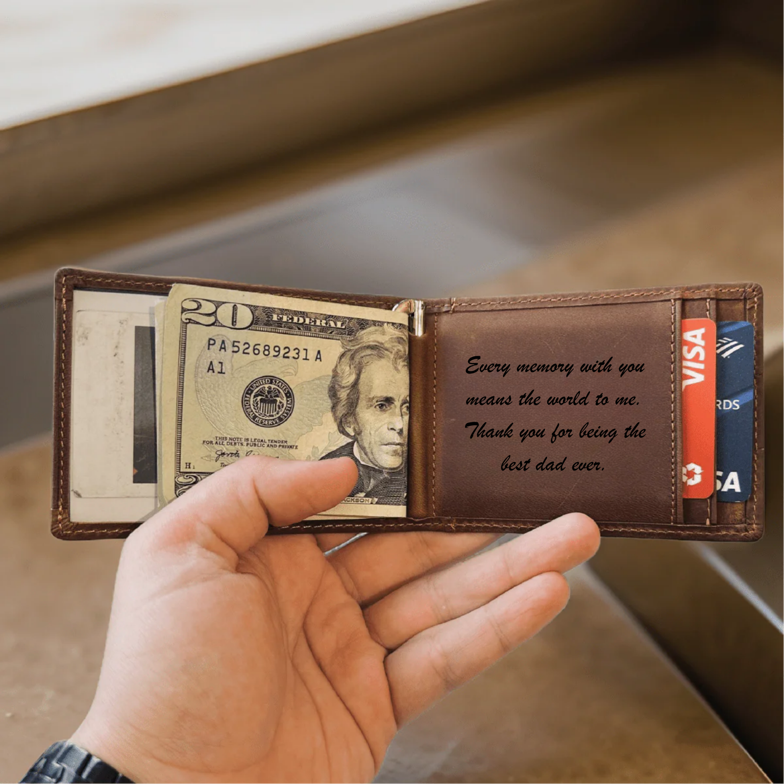 Girl Dad Personalized Leather Wallet