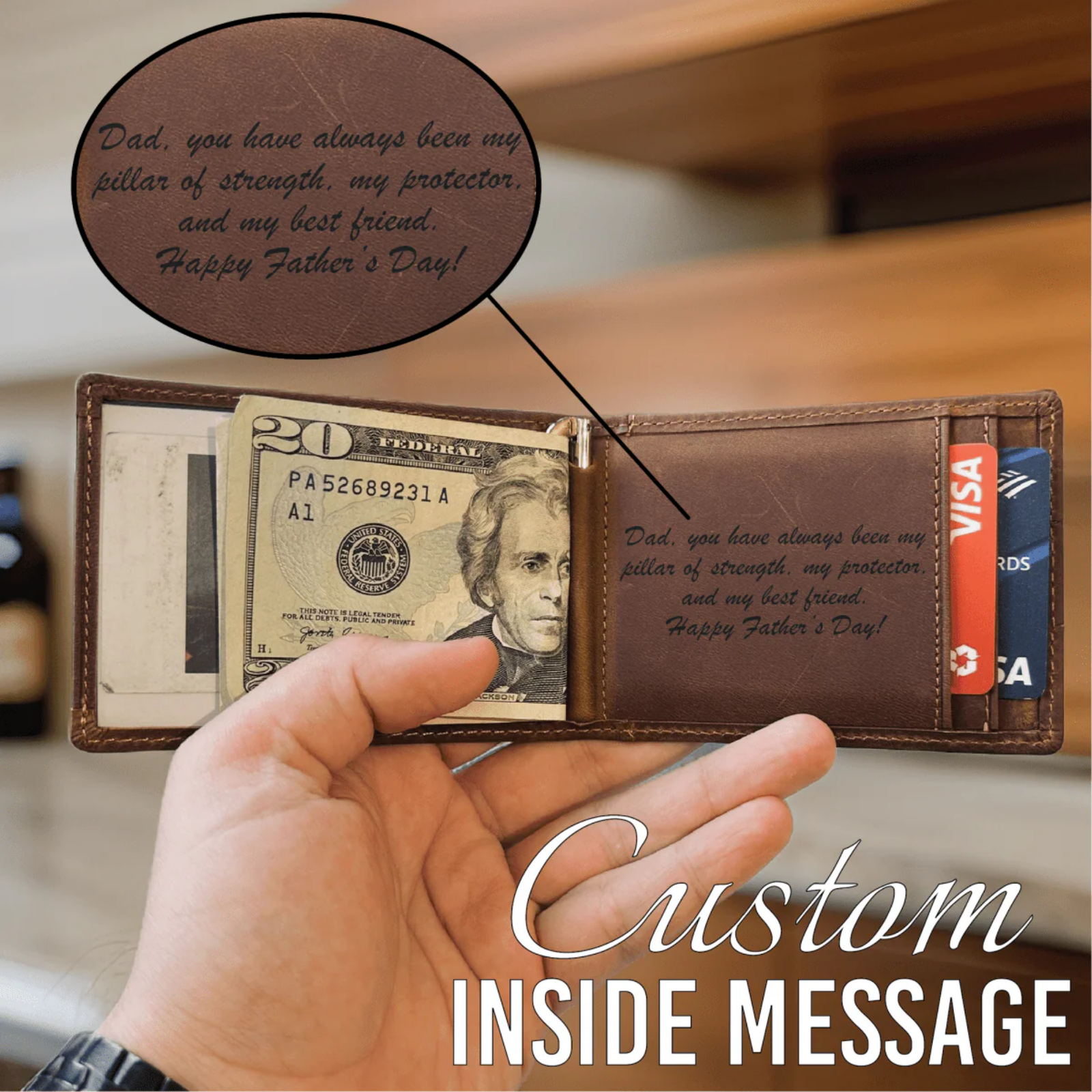 Girl Dad Personalized Leather Wallet