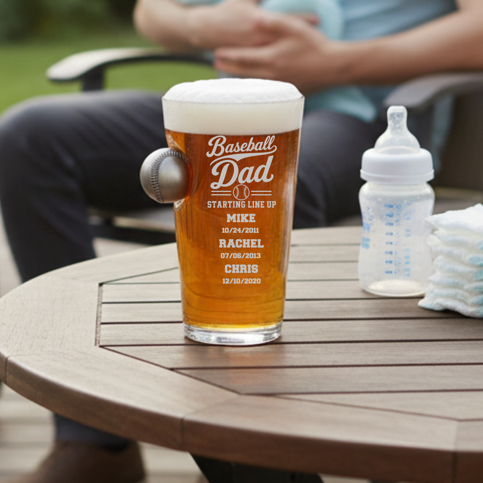 Personalized Baseball Pint Glass for Dad