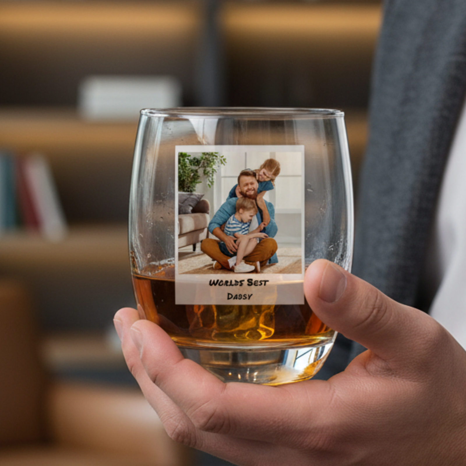 Dad's Premium Polaroid Whiskey Glass
