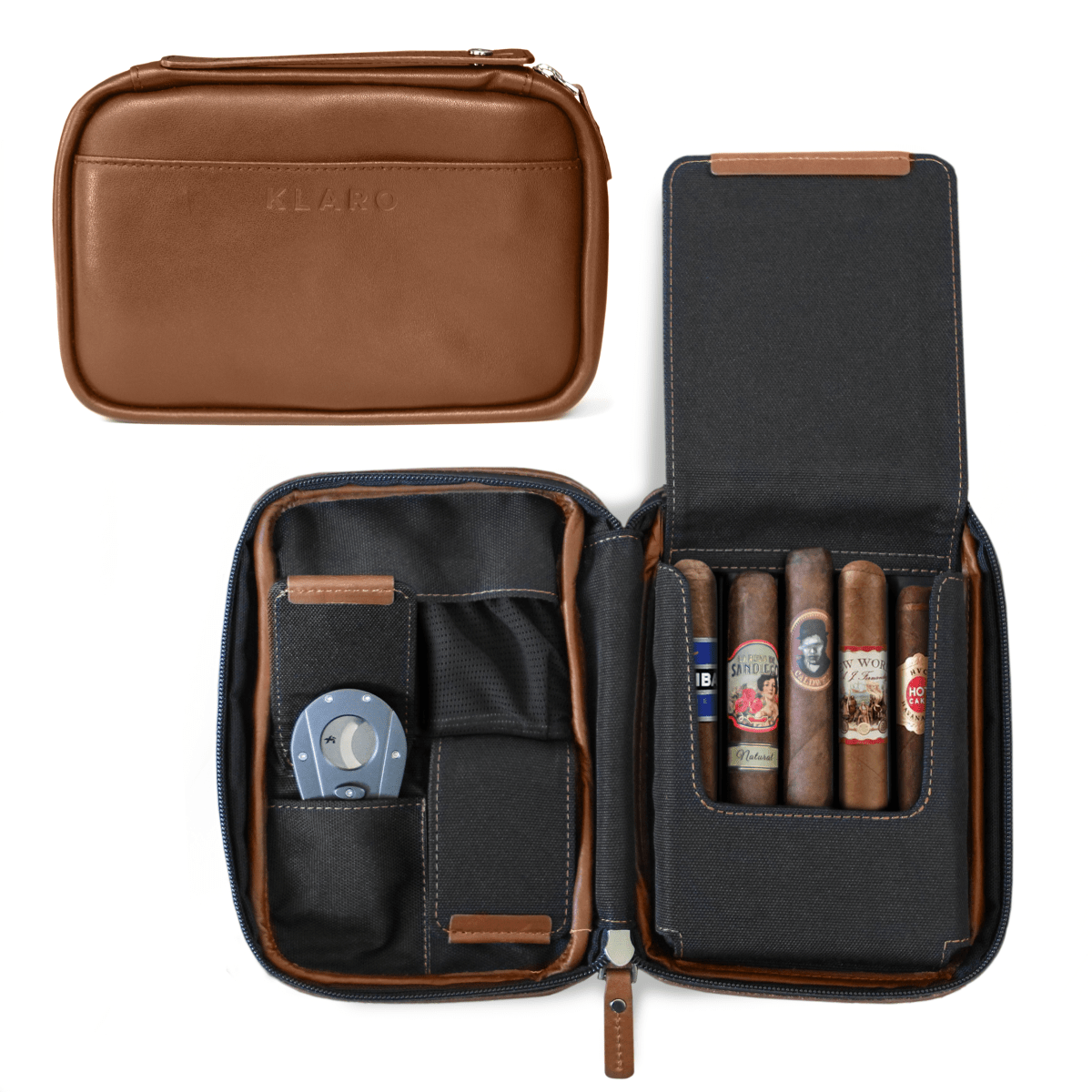 Unique Personalized Flint Travel Leather Cigar Case Customized humidor accessory Gifts for Men by Groovy Guy