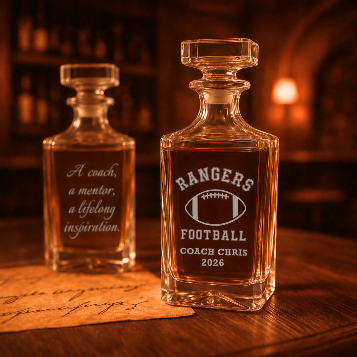 Unique Personalized Football Coach Decanter Customized Football Gifts for Men by Groovy Guy