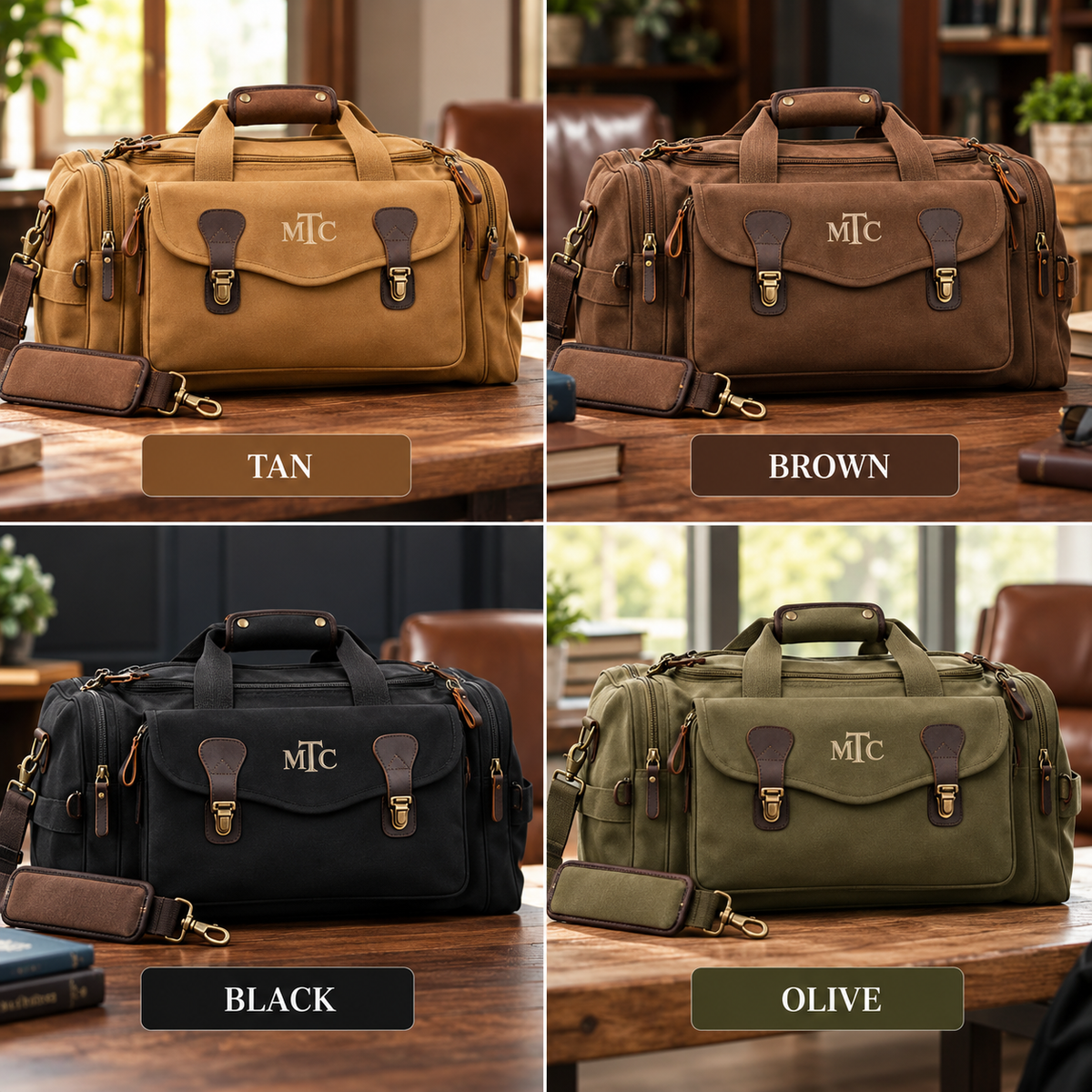 Monogrammed Overnight Canvas Duffle Bag