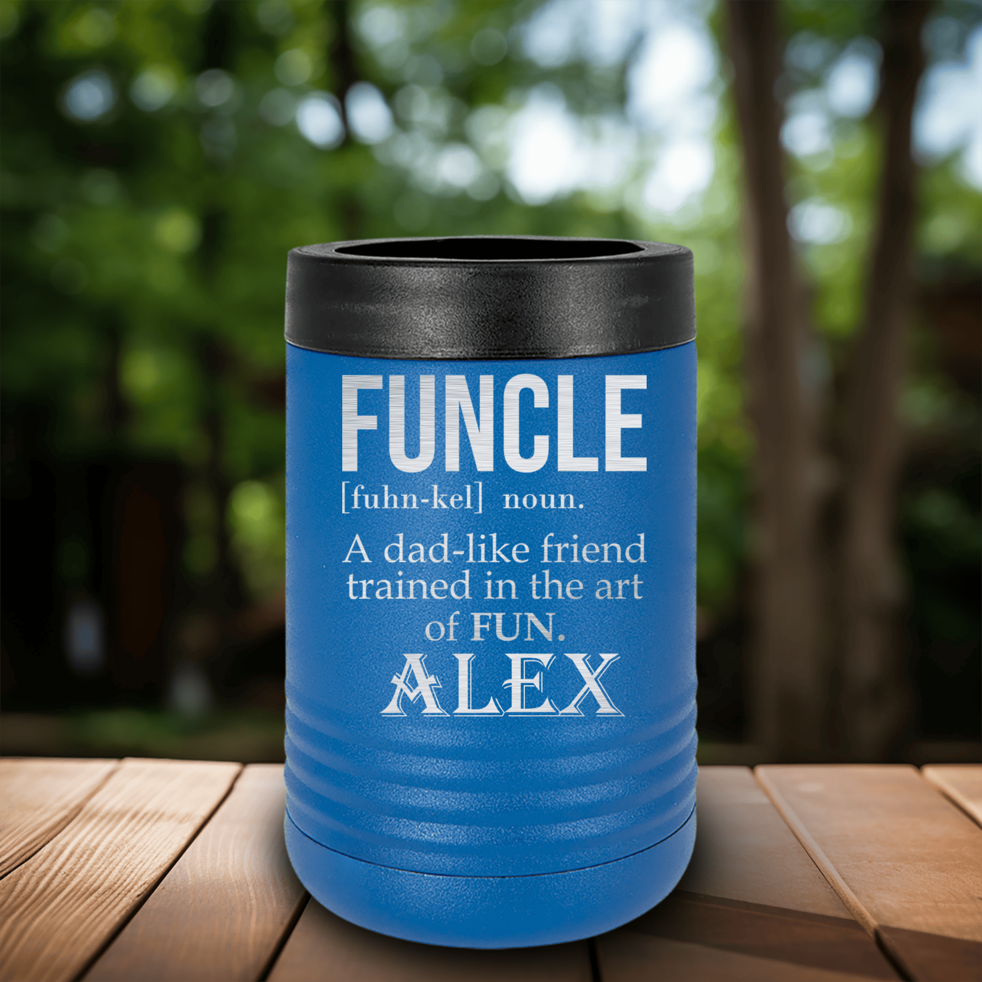Blue Uncle Insulated Can Beverage Holder With Funcle Uncle Design