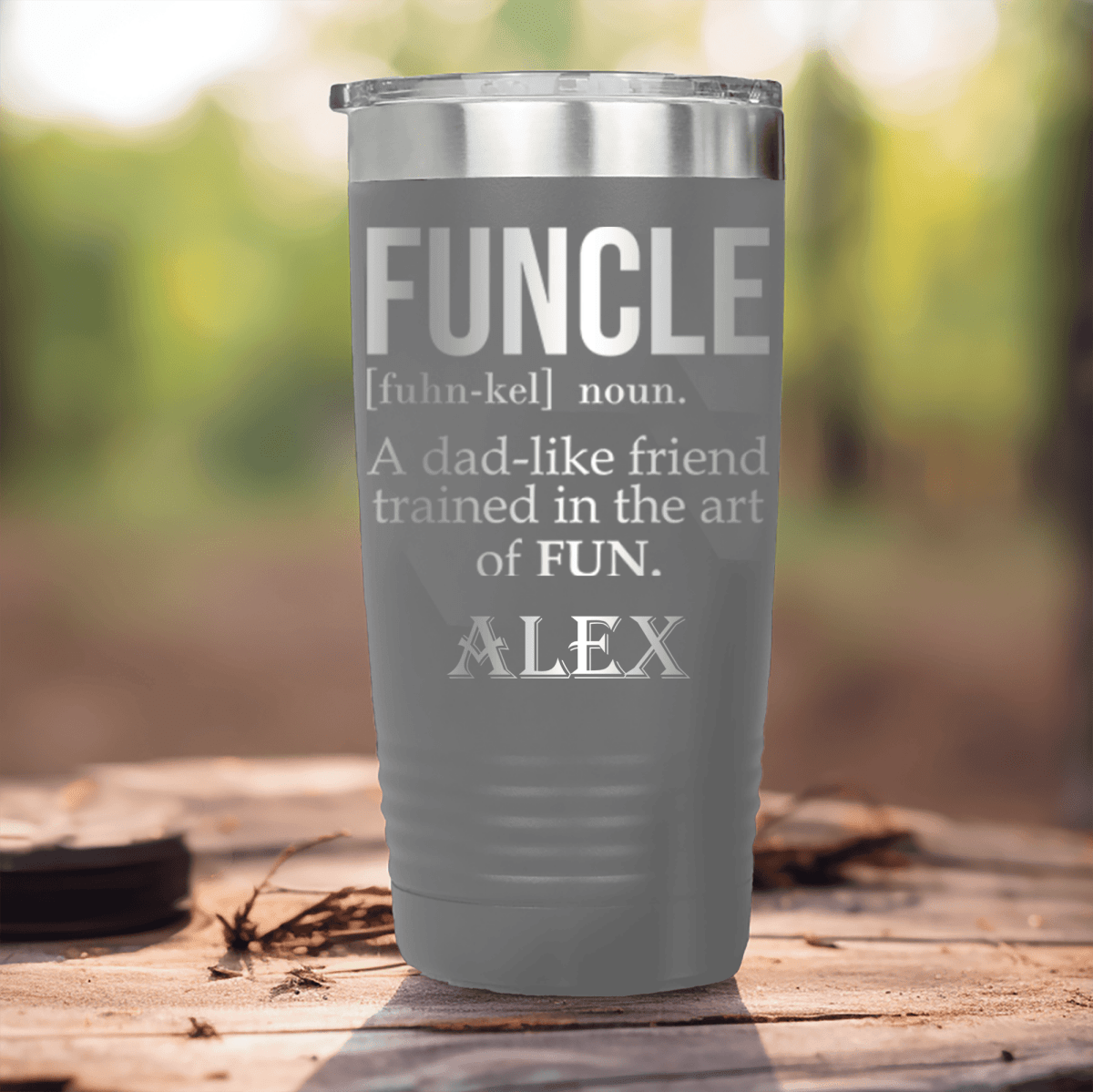 Grey Uncle Tumbler With Funcle Uncle Design