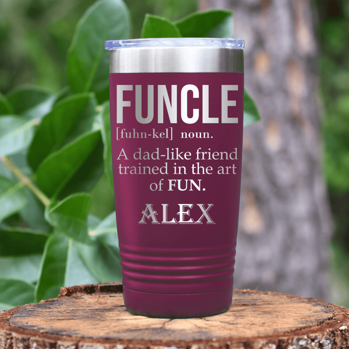 Maroon Uncle Tumbler With Funcle Uncle Design