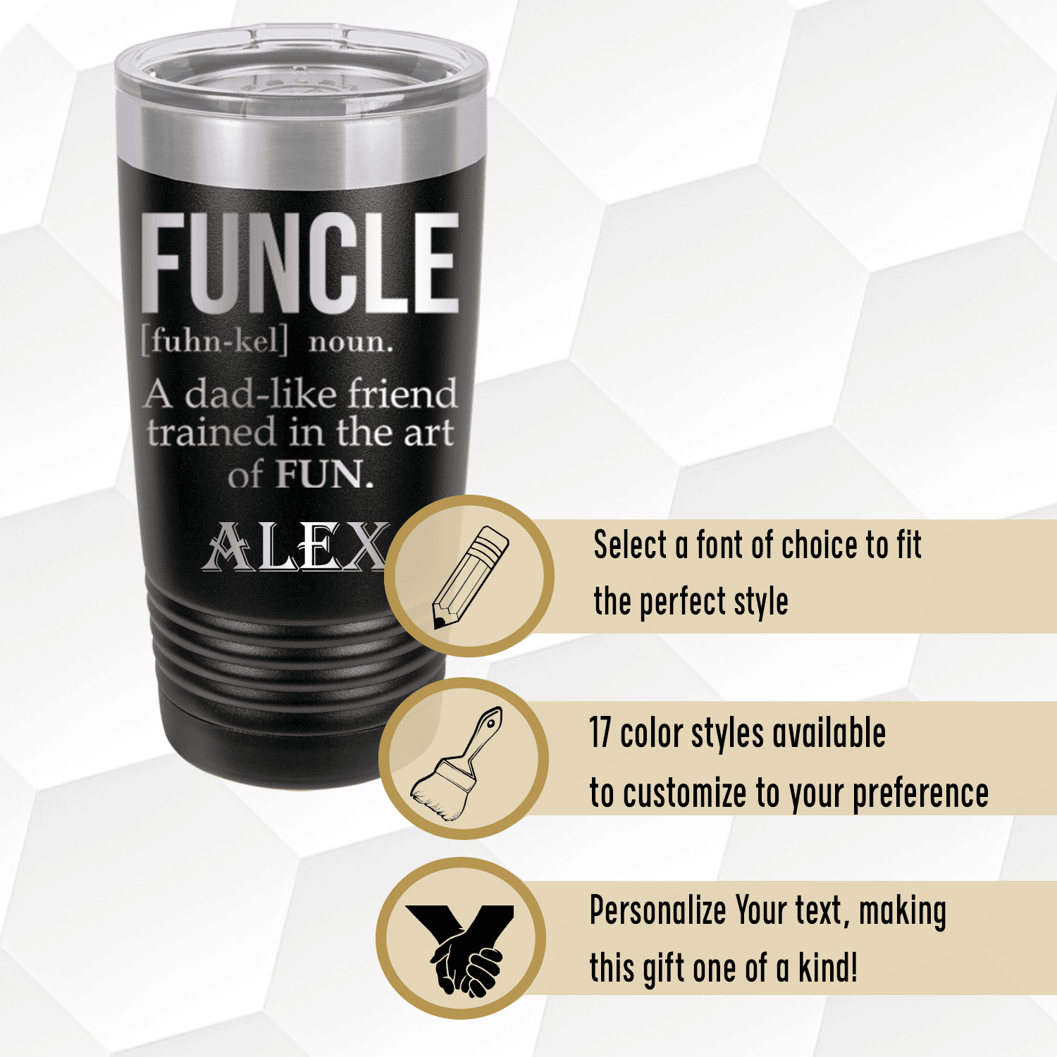 Unique Personalized Funcle Uncle Tumbler Customized Uncle Tumblers Gifts for Men by Groovy Guy