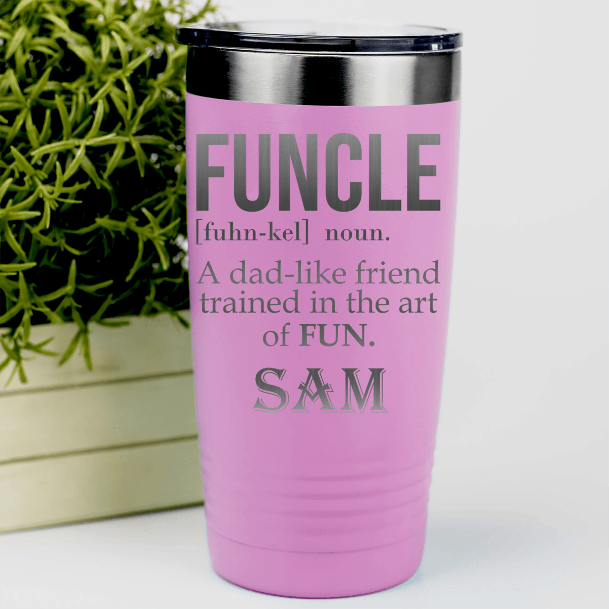 Pink Uncle Tumbler With Funcle Uncle Design