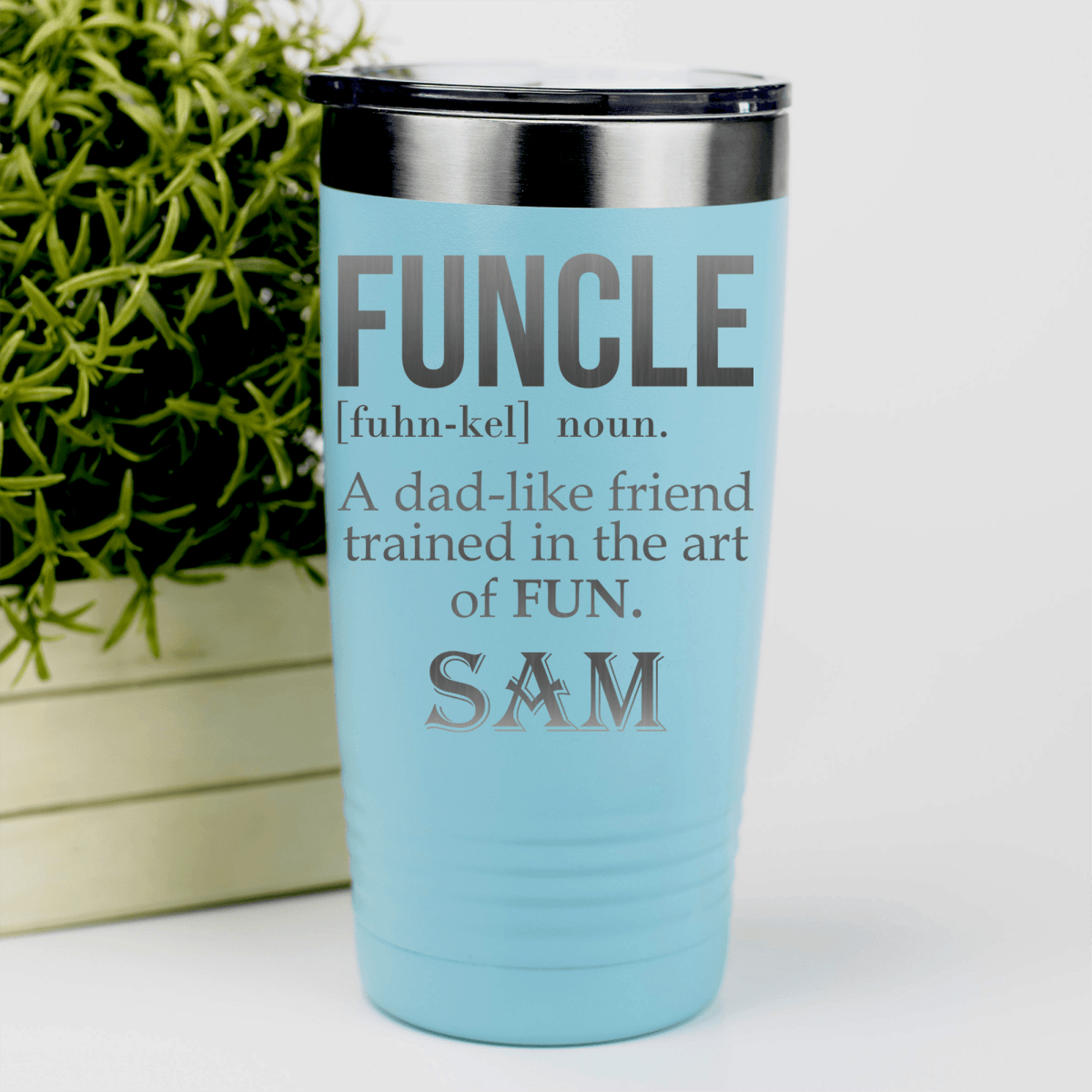 Teal Uncle Tumbler With Funcle Uncle Design