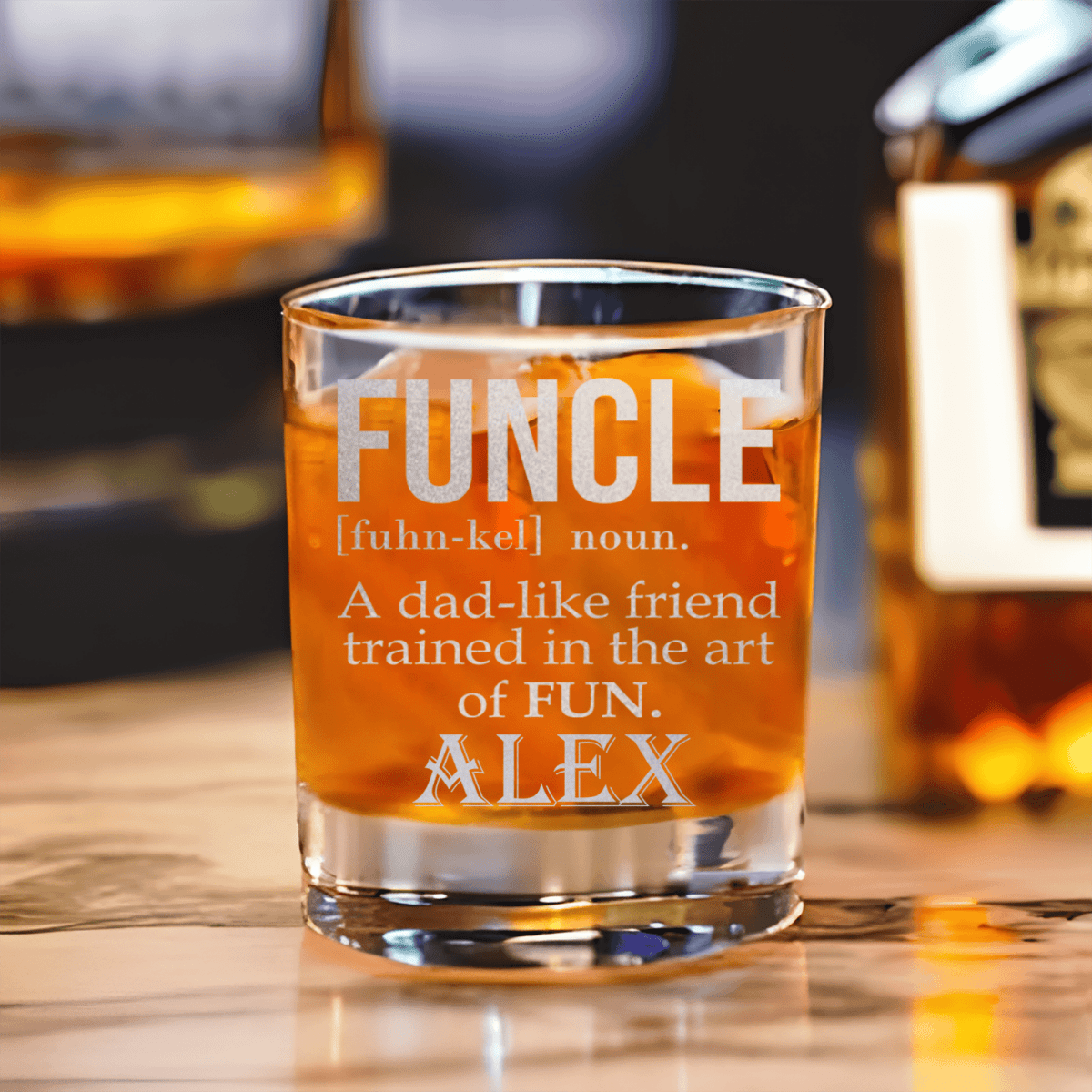 Unique Personalized Funcle Uncle Whiskey Glass Customized Uncle Pint Glasses Gifts for Men by Groovy Guy