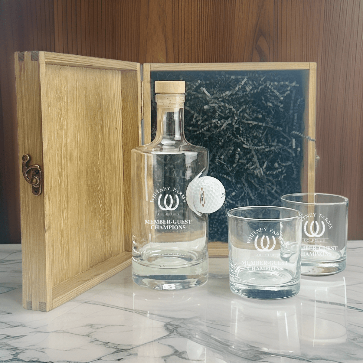 Unique Personalized Custom Logo Golf Ball Decanter Set Customized Golf Outing Gifts for Men by Groovy Guy