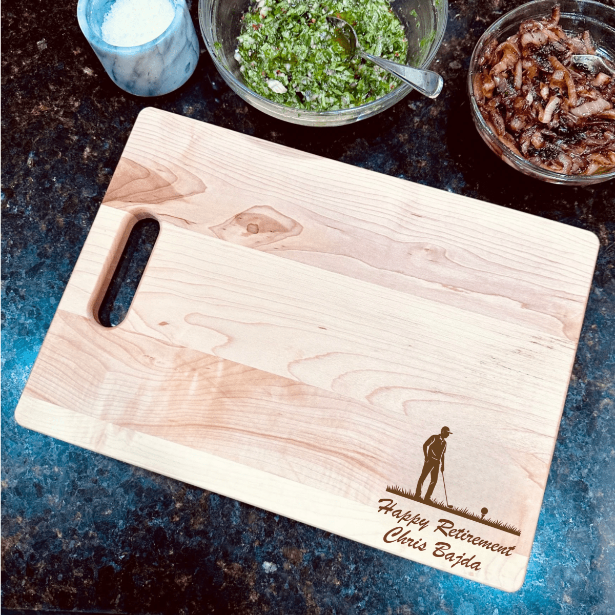 Unique Personalized Engraved Retirement Cutting Board Customized Cutting Board Gifts for Men by Groovy Guy