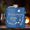 Blue Golf Flask With Golfers Wedding Party Design