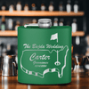 Green Golf Flask With Golfers Wedding Party Design