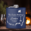 Navy Golf Flask With Golfers Wedding Party Design