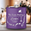 Purple Golf Flask With Golfers Wedding Party Design