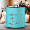 Teal Golf Flask With Golfers Wedding Party Design
