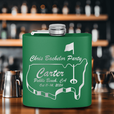 Green Golf Flask With Golfing Bachelor Party Design