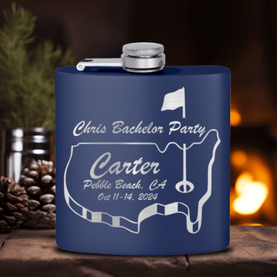 Navy Golf Flask With Golfing Bachelor Party Design