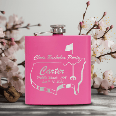 Pink Golf Flask With Golfing Bachelor Party Design