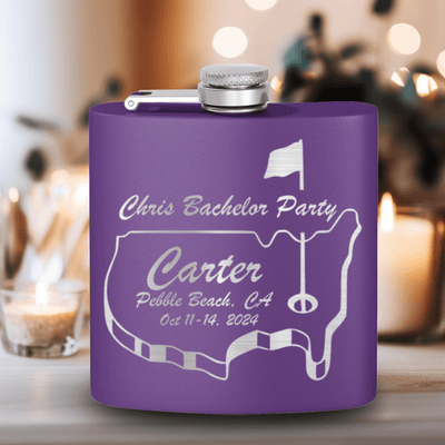 Purple Golf Flask With Golfing Bachelor Party Design