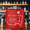 Red Golf Flask With Golfing Bachelor Party Design