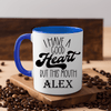Blue Funny Coffee Mug With Good Heart Bad Mouth Design