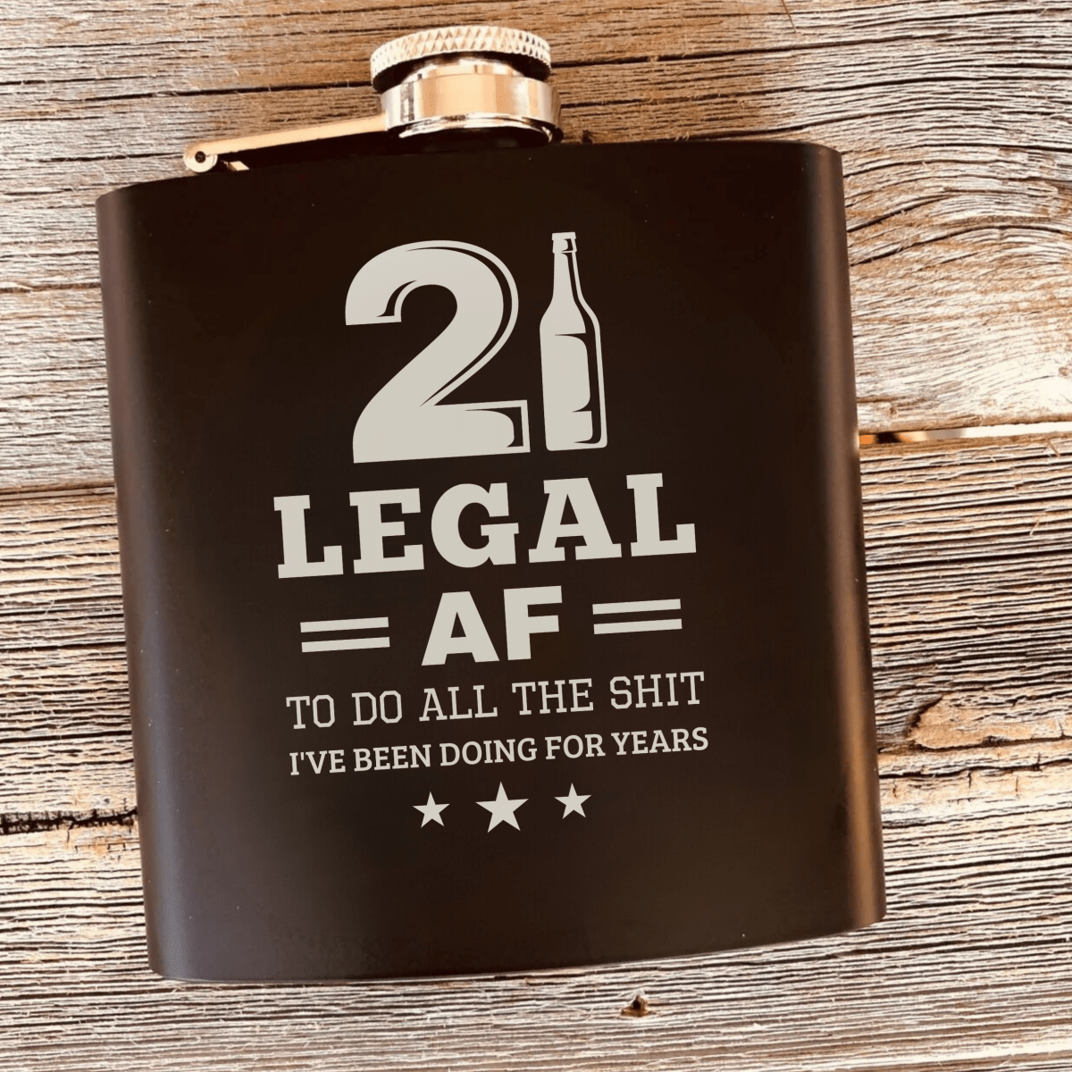Unique Personalized 21st Birthday Flask Customized Flask Gifts for Men by Groovy Guy