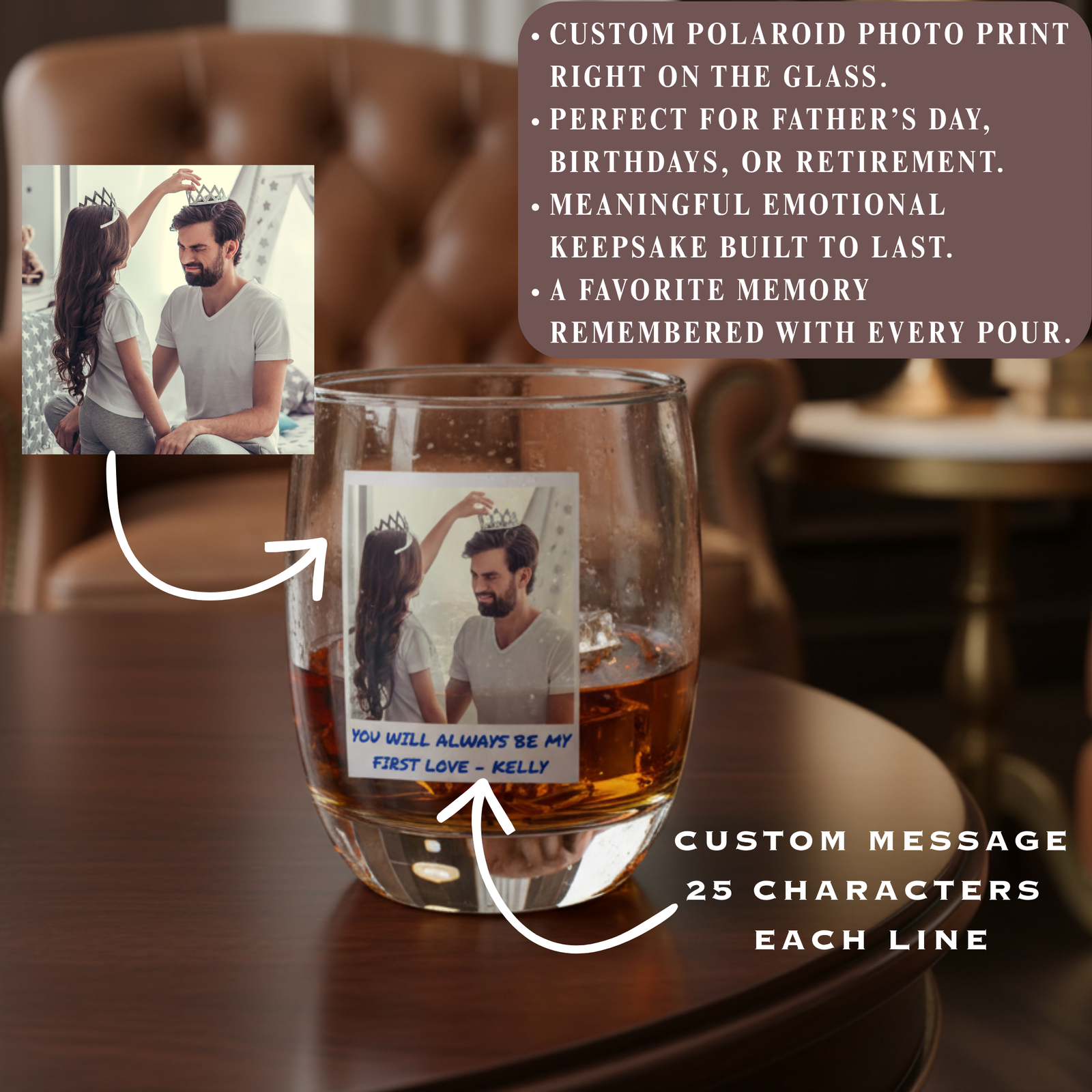 Custom Polaroid Whiskey Glass