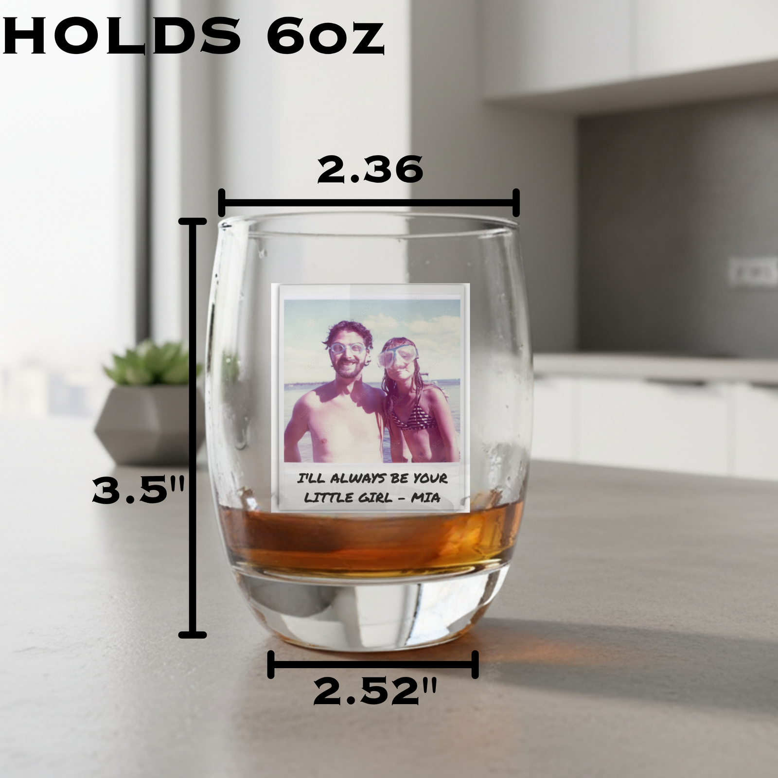 Dad's Premium Polaroid Whiskey Glass