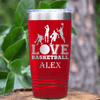 Red Basketball Tumbler With Heart Beats For Basketball Design