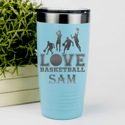 Teal Basketball Tumbler With Heart Beats For Basketball Design
