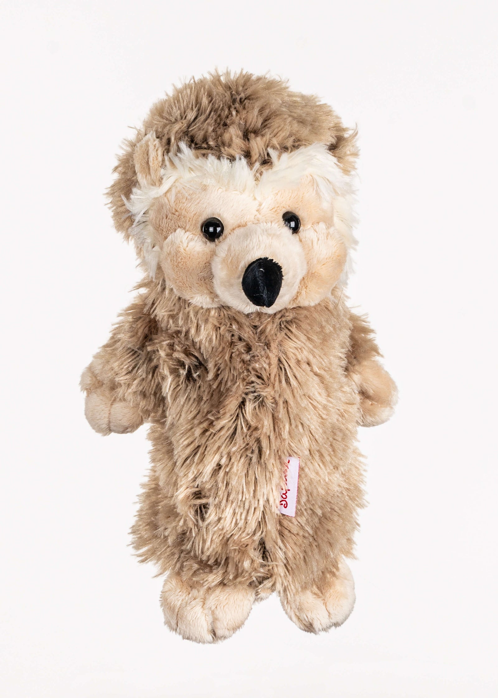 Hedgehog plush golf headcover for hybrids and rescue clubs, photographed on a plain background