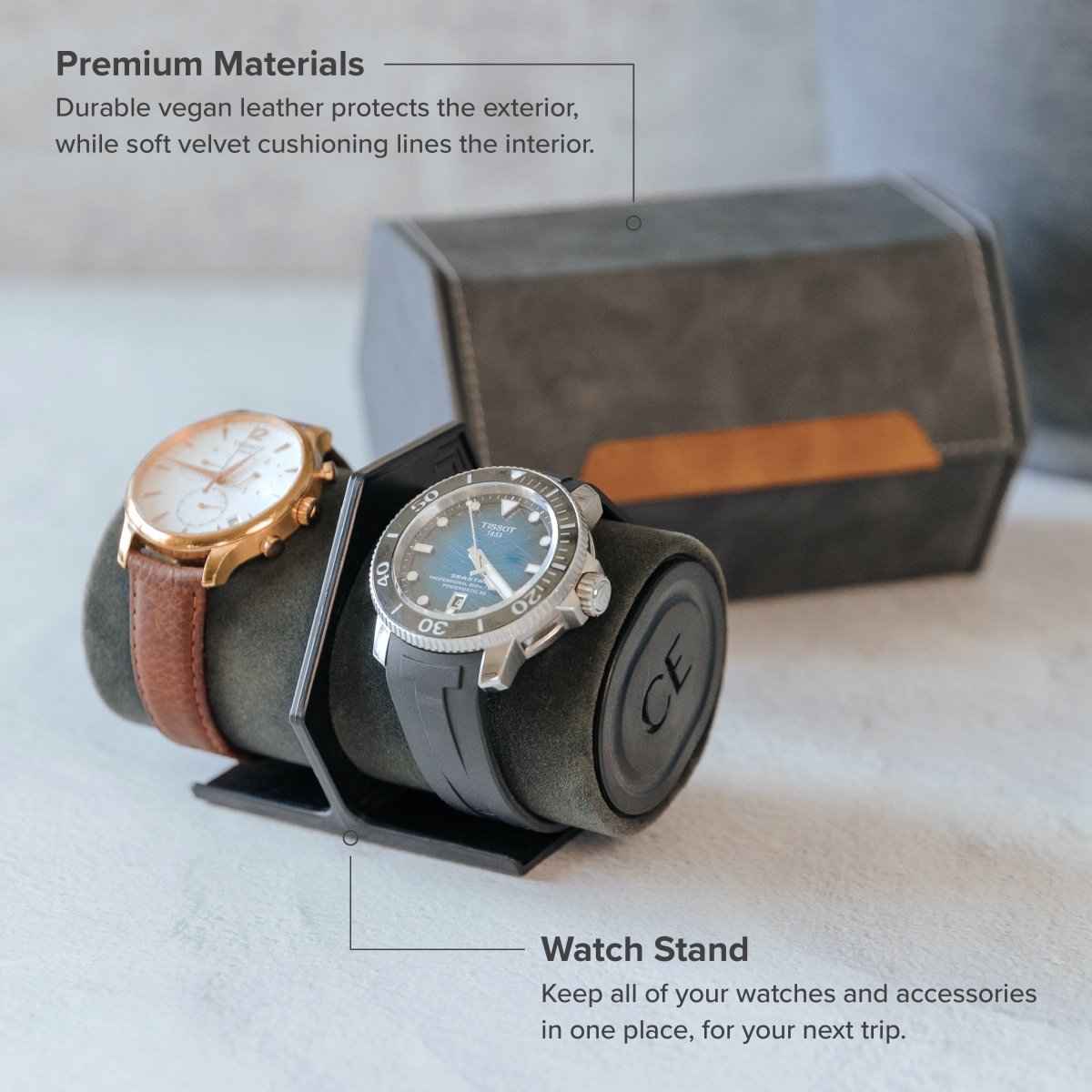 Unique Personalized HEX Travel Watch Roll - 2 Slot Customized watch case Gifts for Men by Groovy Guy