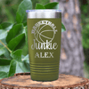 Military Green Basketball Tumbler With Hoops Addict Visual Design