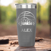 Grey Basketball Tumbler With Hoops Obsession In Words Design