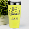 Yellow Basketball Tumbler With Hoops Obsession In Words Design