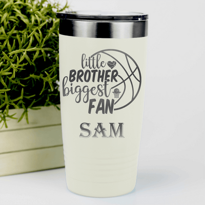 White Basketball Tumbler With Hoops Sibling Pride Design