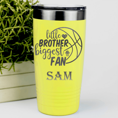 Yellow Basketball Tumbler With Hoops Sibling Pride Design