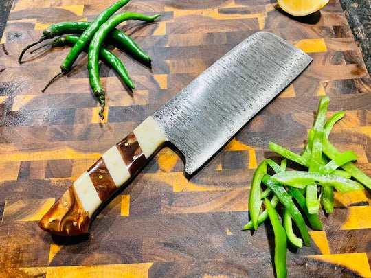 Unique Personalized 5 - Piece Damascus & Acrylic Knife Set with Leather Carry Bag Customized Damascus Knife Gifts for Men by Groovy Guy