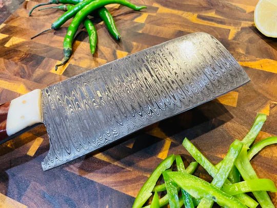 Unique Personalized 5 - Piece Damascus & Acrylic Knife Set with Leather Carry Bag Customized Damascus Knife Gifts for Men by Groovy Guy