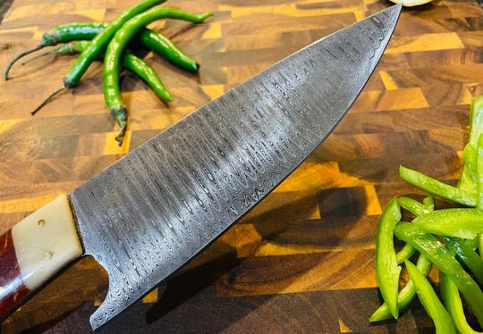 Unique Personalized 5 - Piece Damascus & Acrylic Knife Set with Leather Carry Bag Customized Damascus Knife Gifts for Men by Groovy Guy