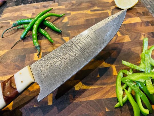 Unique Personalized 5 - Piece Damascus & Acrylic Knife Set with Leather Carry Bag Customized Damascus Knife Gifts for Men by Groovy Guy